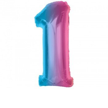 Színes 1-es Rainbow szám fólia lufi 92 cm Színes 1-es Rainbow szám fólia lufi 92 cm