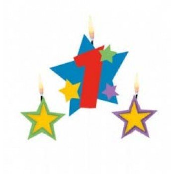 Színes 1-es számgyertya csillagokkal Színes 1-es számgyertya csillagokkal