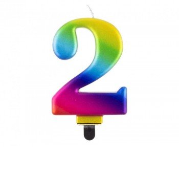 Színes 2-es Galaxy számgyertya, tortagyertya