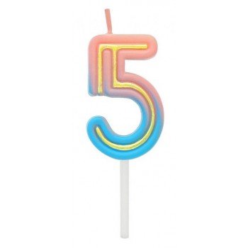 Neon számgyertya, tortagyertya 5-ös