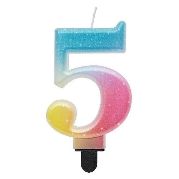 Pastel Ombre, Színes számgyertya, tortagyertya 5-ös Pastel Ombre, Színes számgyertya, tortagyertya 5-ös