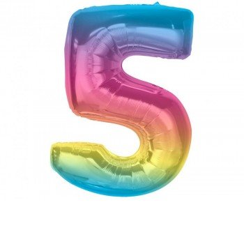 Színes 5-ös Rainbow szám fólia lufi 92 cm Színes 5-ös Rainbow szám fólia lufi 92 cm