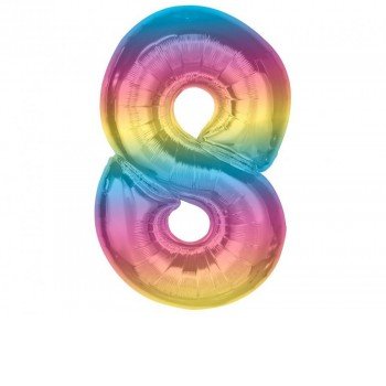 Színes 8-as Rainbow szám fólia lufi 92 cm Színes 8-as Rainbow szám fólia lufi 92 cm