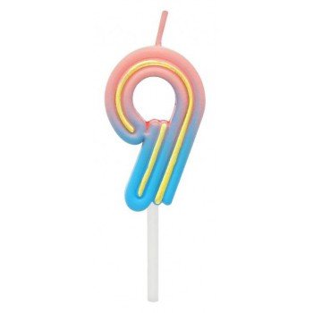 Neon számgyertya, tortagyertya 9-es