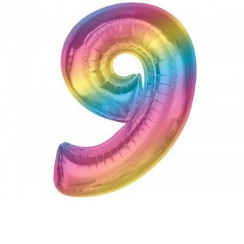 Színes 9-es Rainbow szám fólia lufi 92 cm Színes 9-es Rainbow szám fólia lufi 92 cm