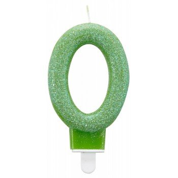 Színes csillogó tortagyertya, számgyertya 0-ás Színes csillogó tortagyertya, számgyertya 0-ás