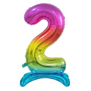 Rainbow, Színes 2-es szám fólia lufi talppal 74 cm Rainbow, Színes 2-es szám fólia lufi talppal 74 cm