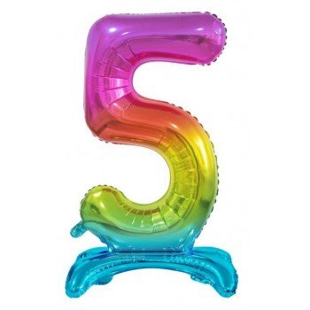Rainbow, Színes 5-ös szám fólia lufi talppal 74 cm Rainbow, Színes 5-ös szám fólia lufi talppal 74 cm