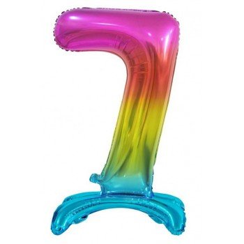 Rainbow, Színes 7-es szám fólia lufi talppal 74 cm Rainbow, Színes 7-es szám fólia lufi talppal 74 cm