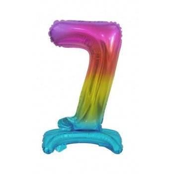 Rainbow, Színes mini 7-es szám fólia lufi talppal 38 cm Rainbow, Színes mini 7-es szám fólia lufi talppal 38 cm