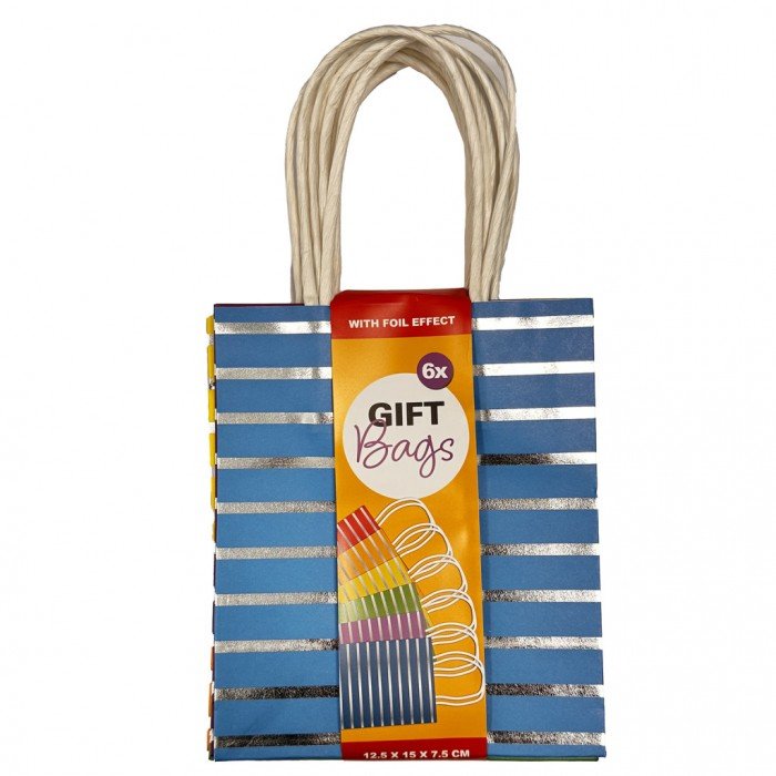 Színes Striped papír ajándéktasak, ajándékzacskó 6 db-os Színes Striped papír ajándéktasak, ajándékzacskó 6 db-os