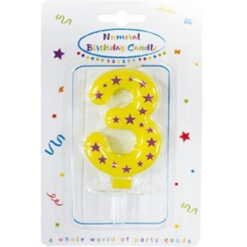 Színes tortagyertya, számgyertya 3-as Színes tortagyertya, számgyertya 3-as