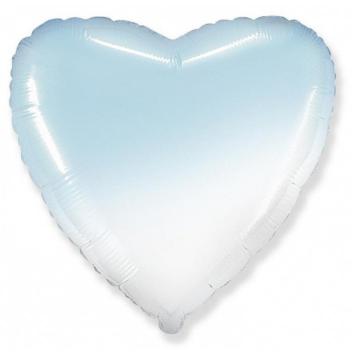 White Blue Heart, Fehér Kék Szív fólia lufi 46 cm (WP)