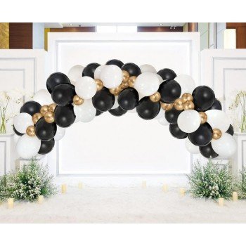 White-Gold-Black, Fehér-Arany-Fekete léggömb, lufi girland szett 70 db-os White-Gold-Black, Fehér-Arany-Fekete léggömb, lufi girland szett 70 db-os