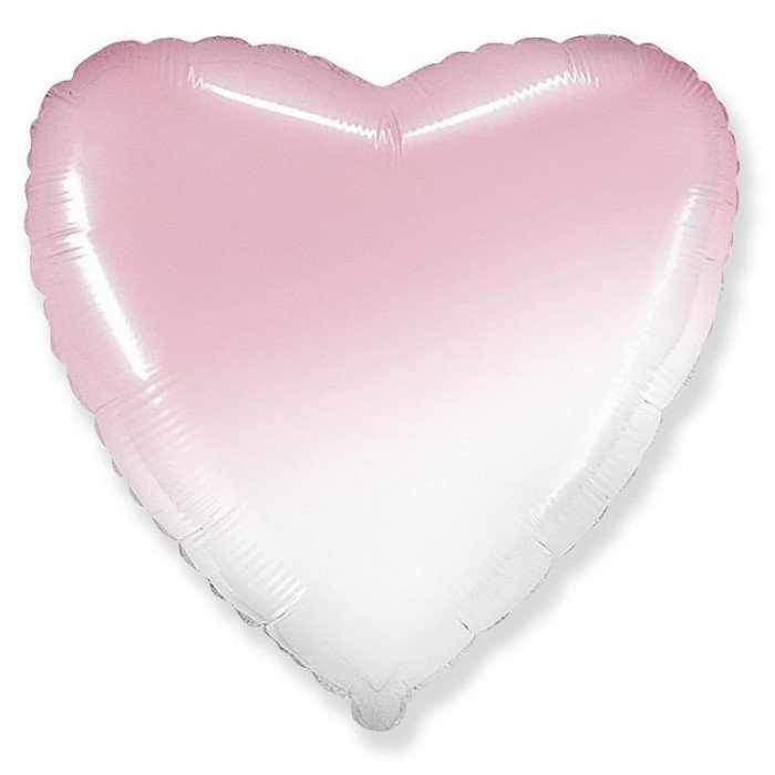 White Pink Heart, Fehér Rózsaszín Szív fólia lufi 46 cm (WP)