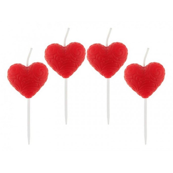 Hearts, Szív tortagyertya, gyertya szett 4 db-os Hearts, Szív tortagyertya, gyertya szett 4 db-os
