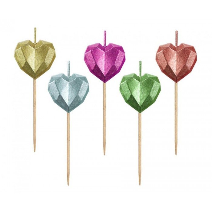 Hearts Metallic, Szív tortagyertya, gyertya szett 5 db-os Hearts Metallic, Szív tortagyertya, gyertya szett 5 db-os