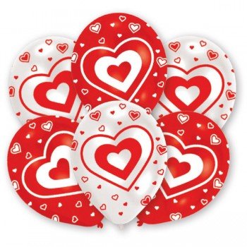 Heart, Szív léggömb, lufi 6 db-os