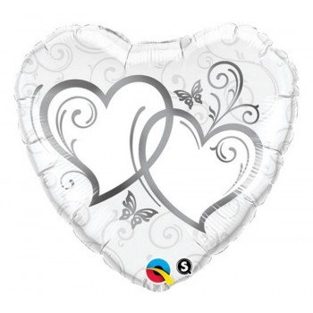 Silver Entwined Hearts, Szív fólia lufi 46 cm Silver Entwined Hearts, Szív fólia lufi 46 cm
