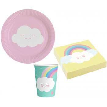 Rainbow and Cloud party szett 36 db-os 18 cm-es tányérral Rainbow and Cloud party szett 36 db-os 18 cm-es tányérral