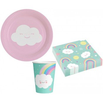 Rainbow and Cloud party szett 36 db-os 18 cm-es tányérral Rainbow and Cloud party szett 36 db-os 18 cm-es tányérral