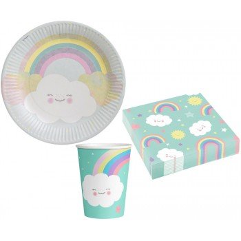 Rainbow and Cloud party szett 36 db-os 23 cm-es tányérral Rainbow and Cloud party szett 36 db-os 23 cm-es tányérral