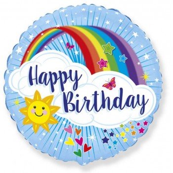 Happy Birthday Rainbow, Szivárvány fólia lufi 46 cm (WP) Happy Birthday Rainbow, Szivárvány fólia lufi 46 cm (WP)