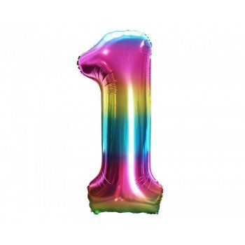 Szivárvány Rainbow 1-es szám fólia lufi 85 cm Szivárvány Rainbow 1-es szám fólia lufi 85 cm