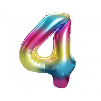 Rainbow, Szivárvány 4-es szám fólia lufi 85 cm Rainbow, Szivárvány 4-es szám fólia lufi 85 cm