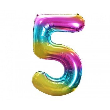 Szivárvány Rainbow 5-ös szám fólia lufi 85 cm Szivárvány Rainbow 5-ös szám fólia lufi 85 cm