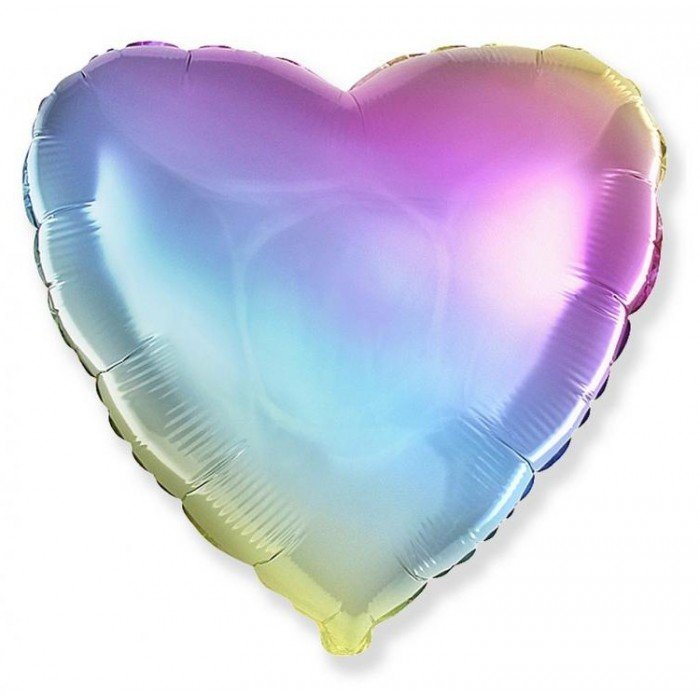 Pastel Rainbow Heart, Szivárvány Szív fólia lufi 46 cm (WP)