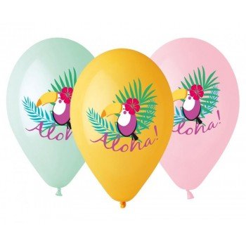 Toucan Aloha, Tukán léggömb, lufi 5 db-os 13 inch (33 cm) Toucan Aloha, Tukán léggömb, lufi 5 db-os 13 inch (33 cm)