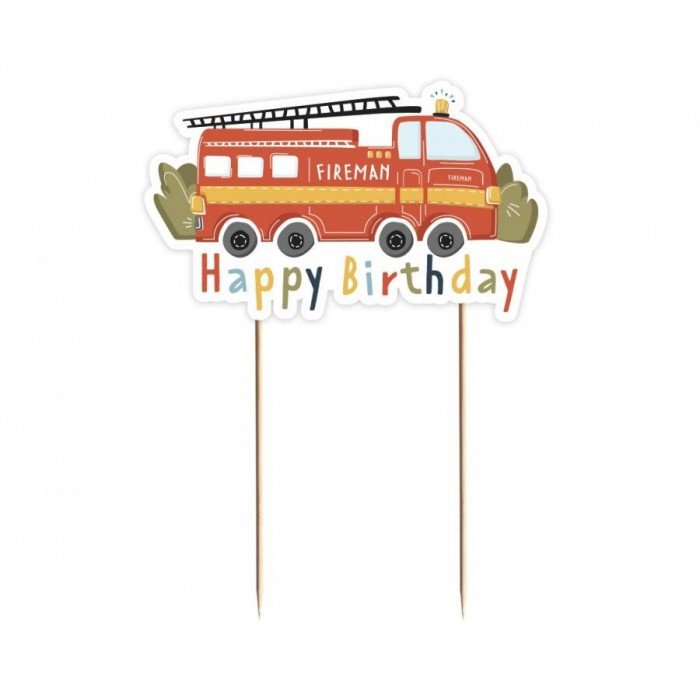 Happy Birthday Fireman, Tűzoltó torta dekoráció 13 cm