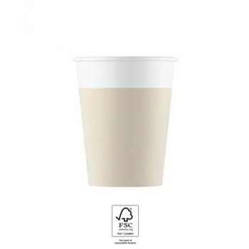 Unicolour Beige, Bézs papír pohár 8 db-os 200 ml FSC Unicolour Beige, Bézs papír pohár 8 db-os 200 ml FSC