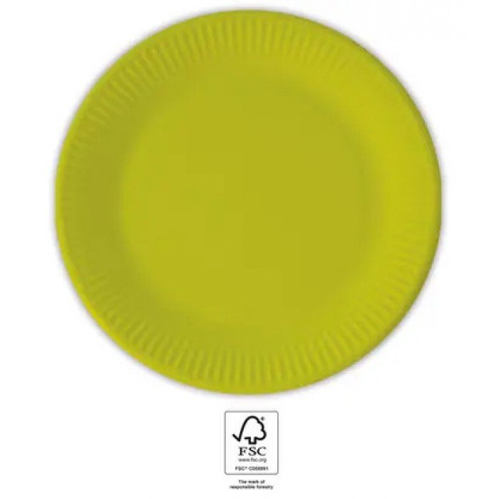 Unicolour Light Green, Zöld papírtányér 8 db-os 23 cm FSC