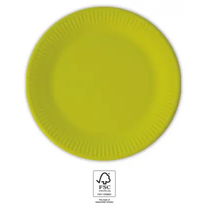 Lime Green Unicolour, Zöld papírtányér 8 db-os 20 cm FSC