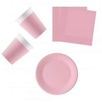 Unicolour Pink, Rózsaszín party szett 36 db-os 20 cm-es tányérral Unicolour Pink, Rózsaszín party szett 36 db-os 20 cm-es tányérral