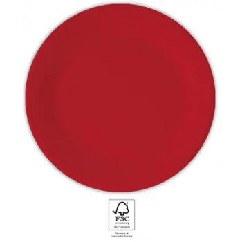 Red Unicolour, Piros papírtányér 8 db-os 20 cm FSC Red Unicolour, Piros papírtányér 8 db-os 20 cm FSC
