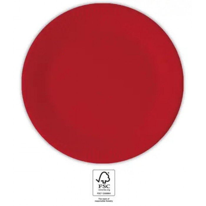 Red Unicolour, Piros papírtányér 8 db-os 20 cm FSC