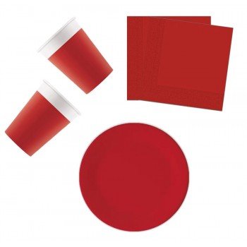 Unicolour Red, Piros party szett 36 db-os 20 cm-es tányérral Unicolour Red, Piros party szett 36 db-os 20 cm-es tányérral