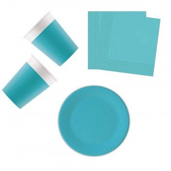 Unicolour Tirquoise, Kék party szett 36 db-os 20 cm-es tányérral Unicolour Tirquoise, Kék party szett 36 db-os 20 cm-es tányérral