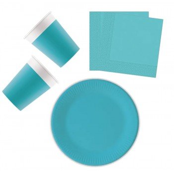 Unicolour Tirquoise, Kék party szett 36 db-os 23 cm-es tányérral Unicolour Tirquoise, Kék party szett 36 db-os 23 cm-es tányérral