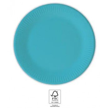 Turquoise Unicolour, Kék papírtányér 8 db-os 20 cm FSC Turquoise Unicolour, Kék papírtányér 8 db-os 20 cm FSC
