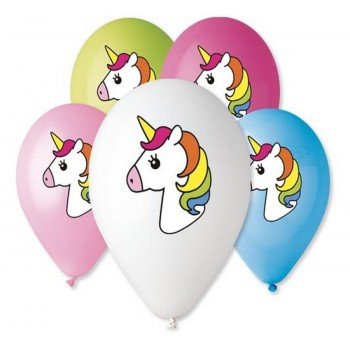 Unicorn Multicolor, Unikornis léggömb, lufi 5 db-os 12 inch (30cm) Unicorn Multicolor, Unikornis léggömb, lufi 5 db-os 12 inch (30cm)