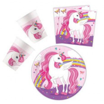 Unicorn Rainbow Colors, Unikornis party szett 36 db-os 23 cm-es tányérral