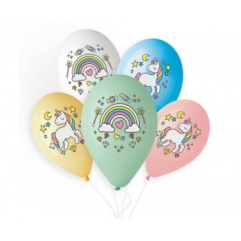 Unicorn Rainbow, Unikornis léggömb, lufi 5 db-os 13 inch (33cm) Unicorn Rainbow, Unikornis léggömb, lufi 5 db-os 13 inch (33cm)