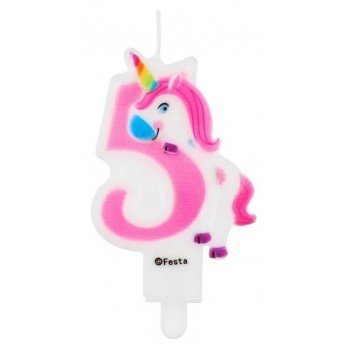 Unikornis számgyertya, tortagyertya 5-ös