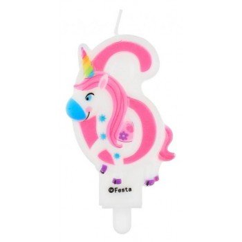 Unikornis számgyertya, tortagyertya 6-os
