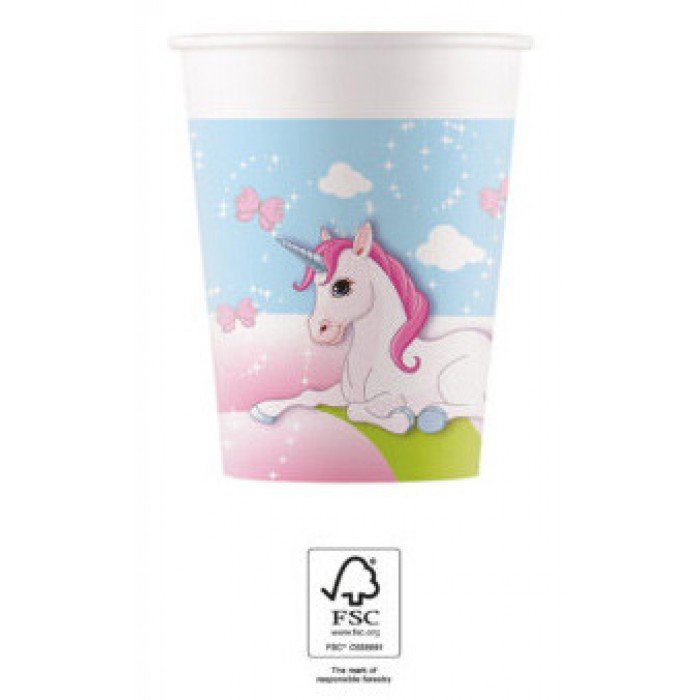 Unicorn Castle, Unikornis papír pohár 8 db-os 200 ml FSC