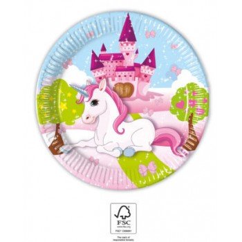Unicorn Castle, Unikornis papírtányér 8 db-os 20 cm FSC